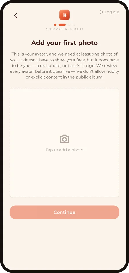 Step 2 of 4: Add your first photo