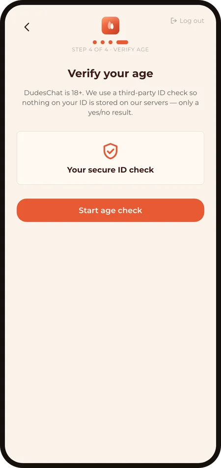 Sign-up step: Verify your age with a secure ID check