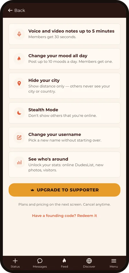 More perks and the Upgrade to Supporter button
